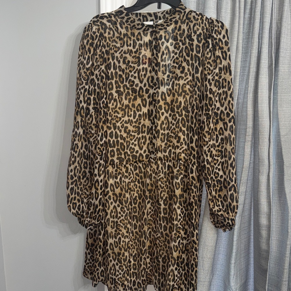 H&M Tan and Black Leopard Print Mini Dress